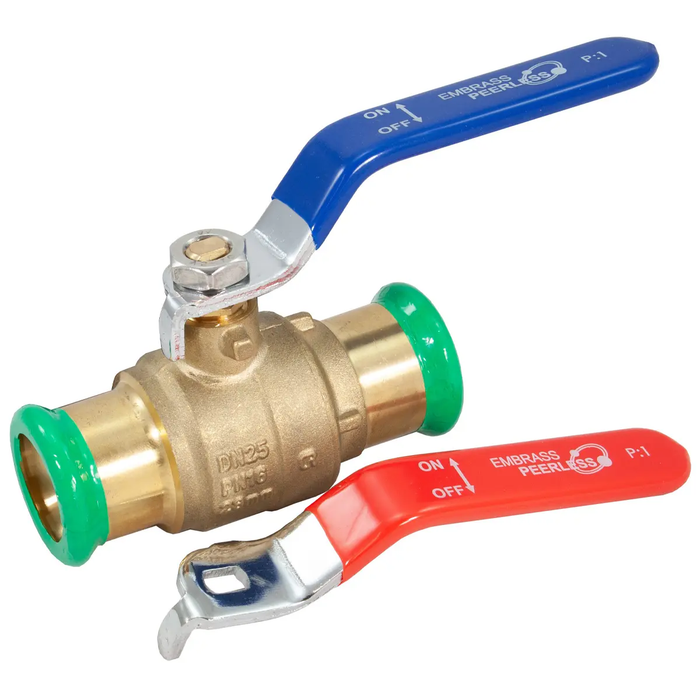 Pressfit Lever Ball Valve Blue & Red Handle