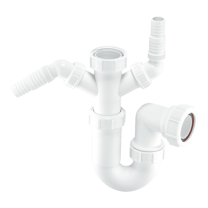 Sink Trap with Twin 135° Domestic Appliance Nozzles