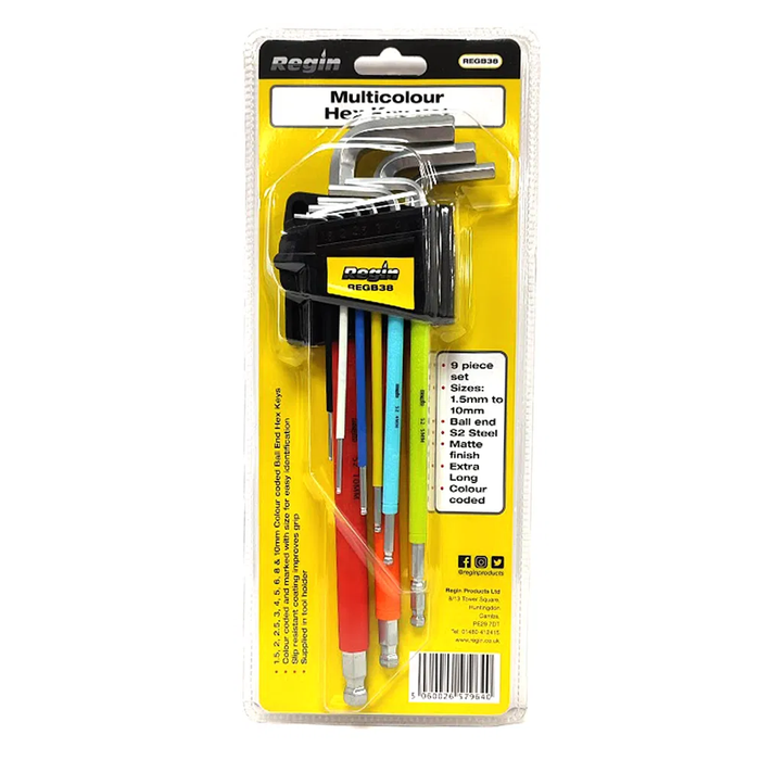 Multicolour Hex Allen Key Set 9pcs